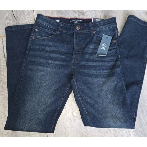 Tommy Hilfiger Jeans Boys Size 16 Stretch Skinny Dark Wash New - Picture 1 of 5